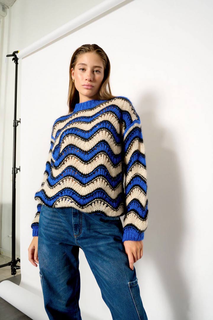 Noella Panama knit sweater Electric Blue