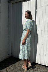 Soft Rebels SRAyla V-Neck Midi Dress Flower Snow White Print